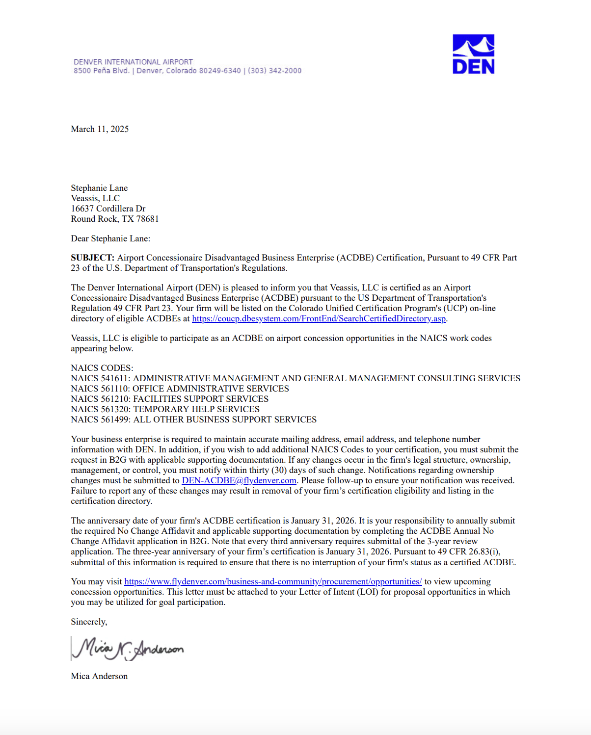 Diversity Certification