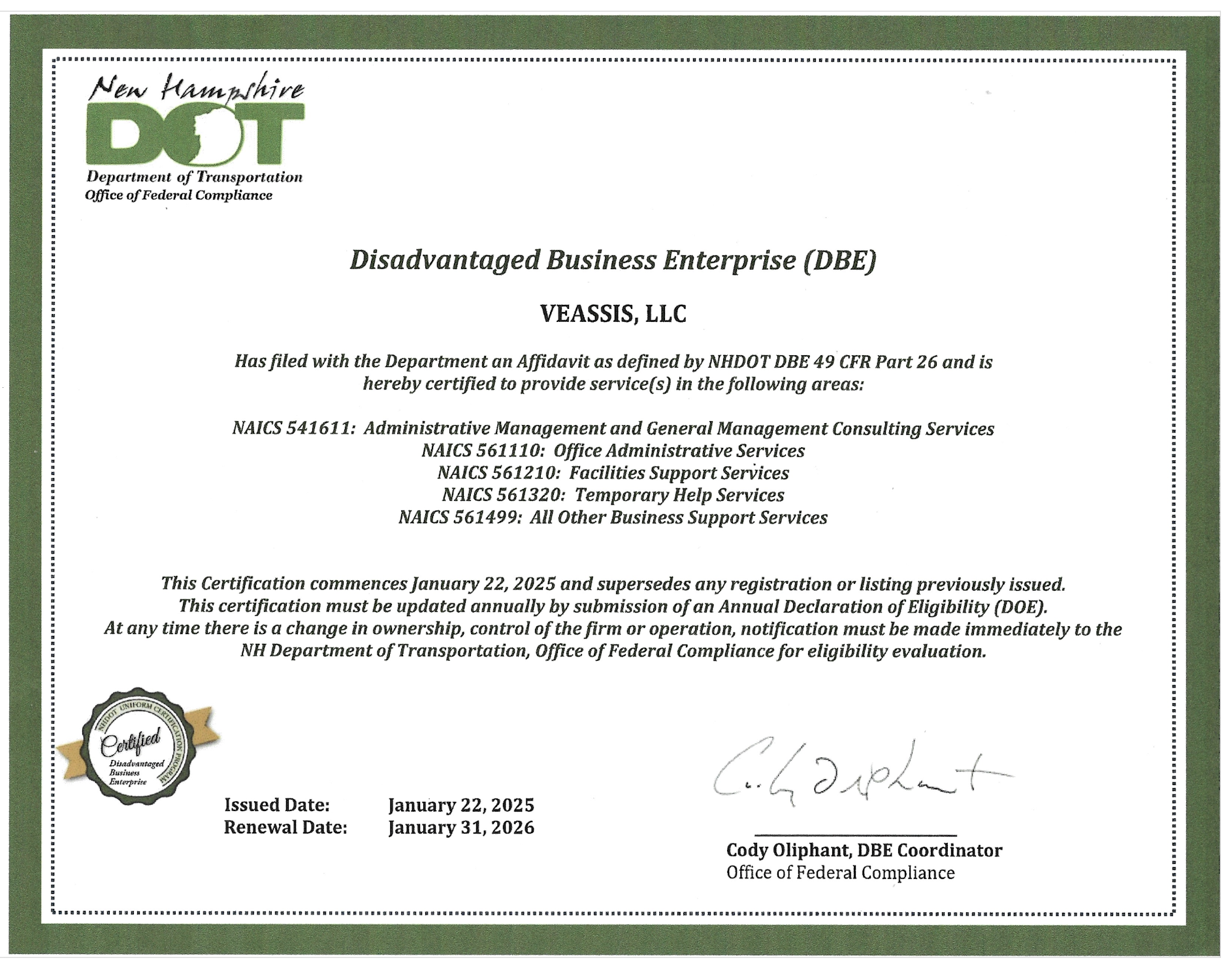 Diversity Certification
