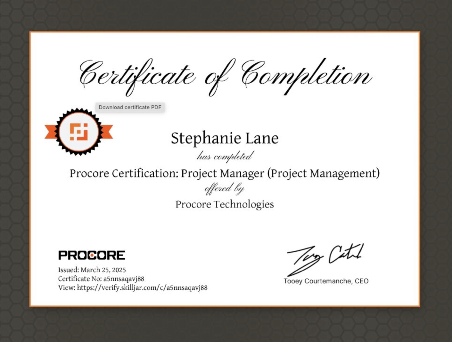 Procore Certification